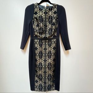 Ted Baker London black jacquard front midi dress